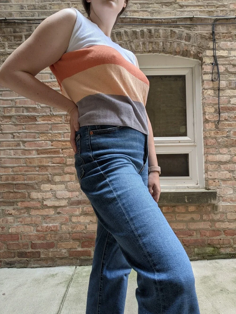 colorblock knit sleeveless top